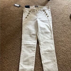 Ramy Brook Jeans Womens 25  White Helena High-Rise Skinny Sailor Buttons